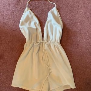 White Backless Romper